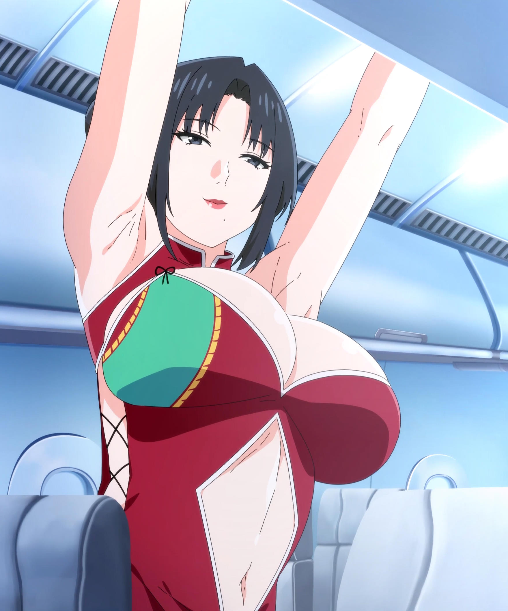 1girls, anime screencap, black eyes, black hair, breasts, cleavage, clothing, female, large breasts, midriff, milf, mother, my mother the animation, nush (xter), ova, plump, screencap, screenshot, tummy