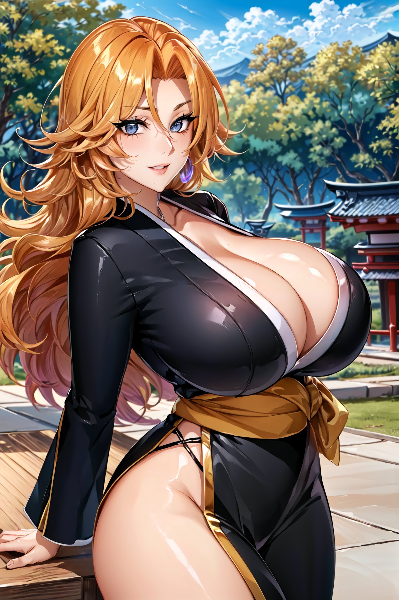 1girls, ai generated, bleach, breasts, curvaceous, curvy body, curvy figure, female, female focus, female only, huge breasts, long hair, matsumoto rangiku, mature female, mommy, orange hair, solo focus, stable diffusion, voluptuous, voluptuous female