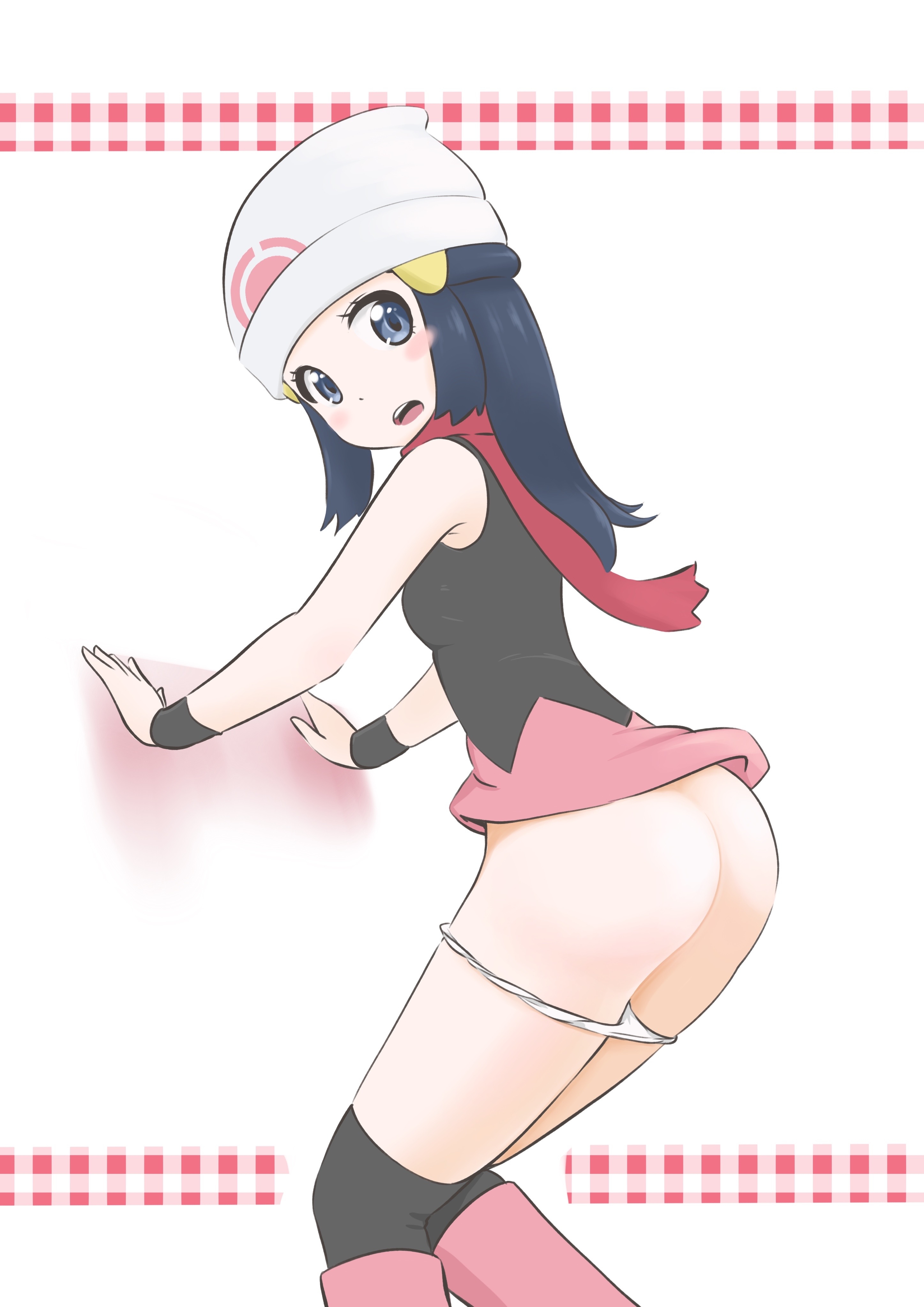 1girls, ass, ass focus, dawn (pokemon), female, female only, human, human only, microsd (artist), nintendo, panties, panties down, pokemon, pokemon dppt, solo, solo female, white panties