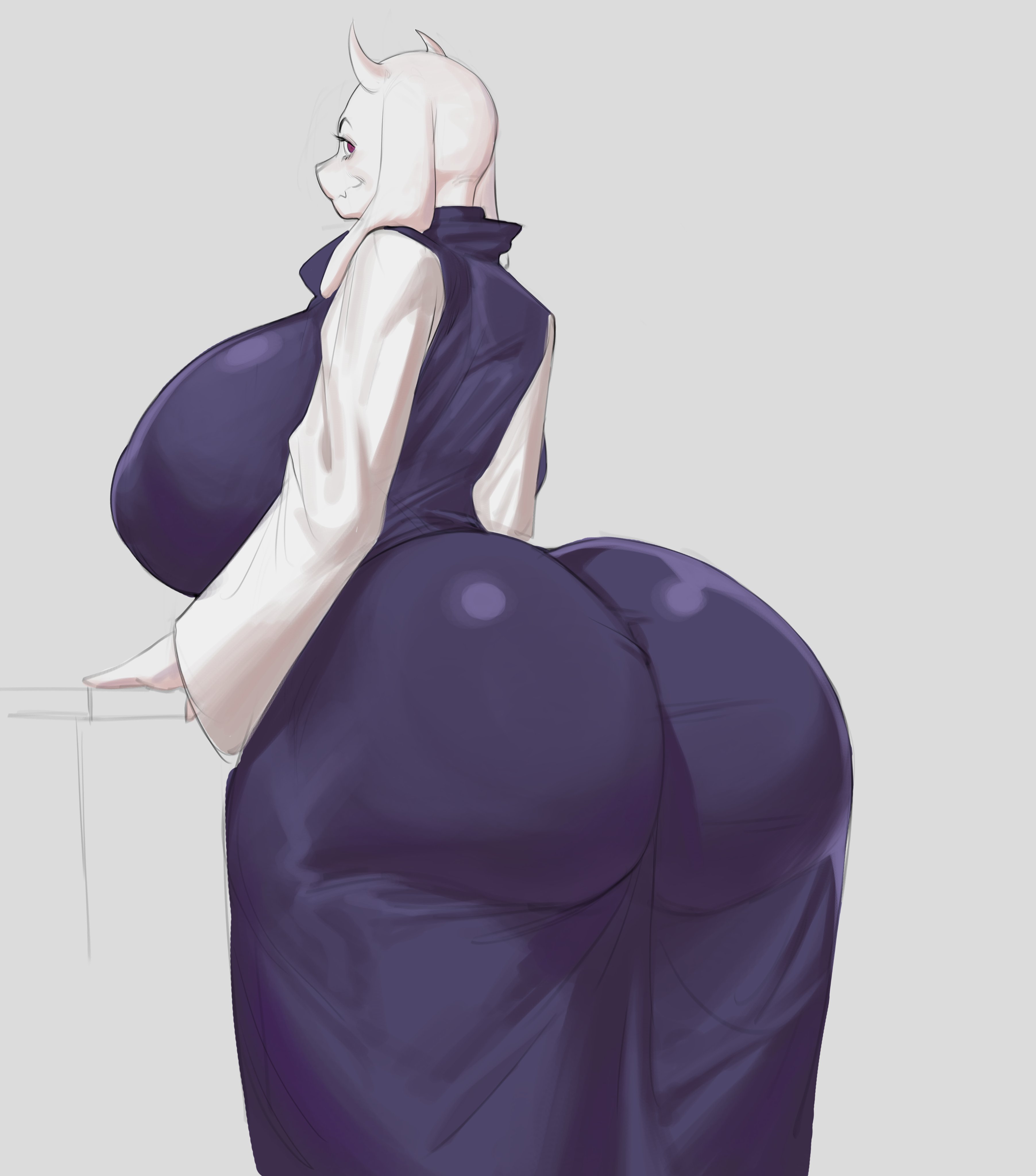 2d, ass, big ass, big breasts, breasts, bubble ass, bubble butt, color, dankwoll, female, floppy ears, horns, huge ass, skin fang, tagme, toriel, undertale, undertale (series)