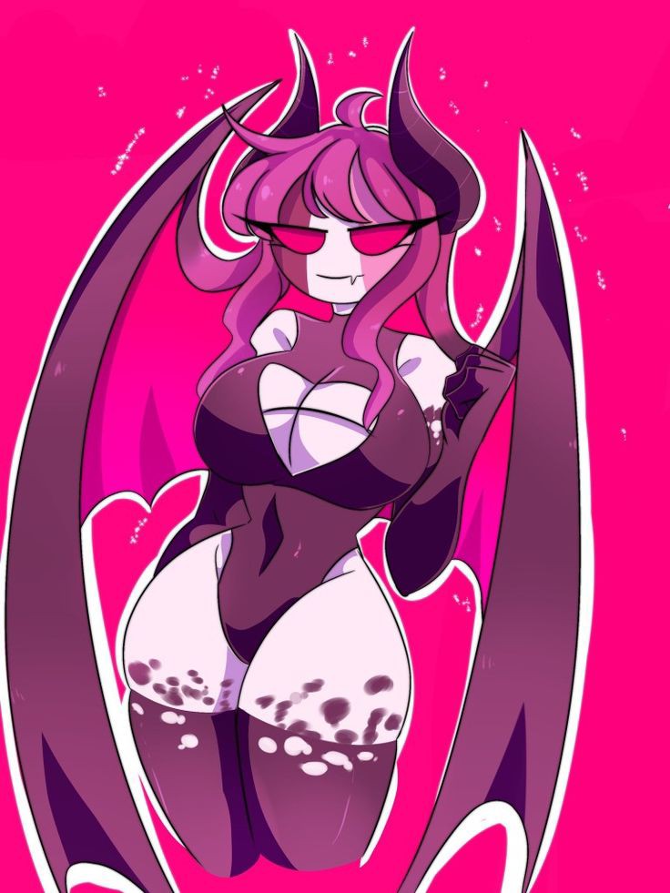 ass, boob window, breasts, female, fnf, friday night funkin, friday night funkin mod, horns, huge breasts, midriff, multicolored hair, round ass, sarvente (dokki.doodlez), sarvente (friday night funkin), solo, thick thighs, thighhighs, white skin, wide hips, wings
