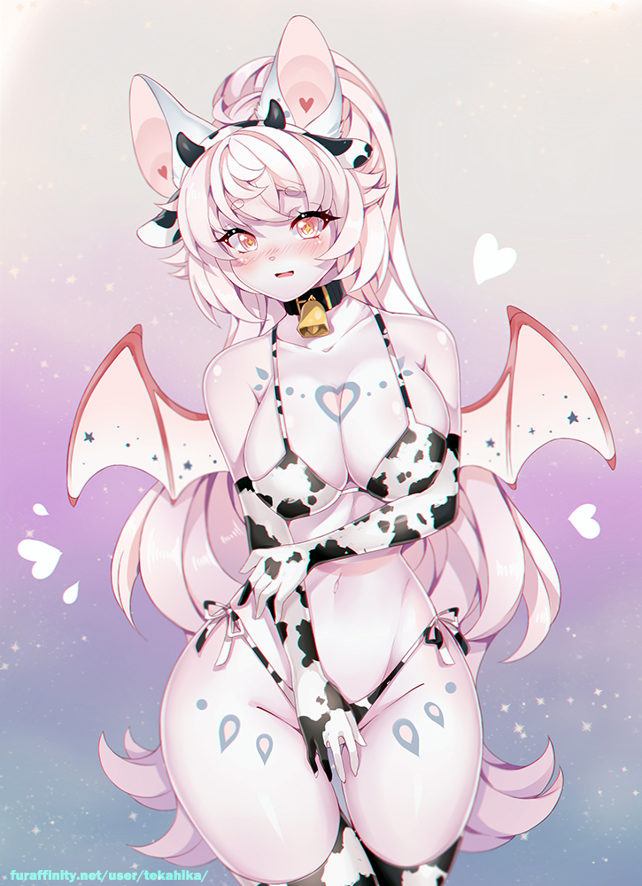 anthro armwear bat blush female frostybiter legwear looking_at_viewer mammal open_mouth solo tagme tekahika