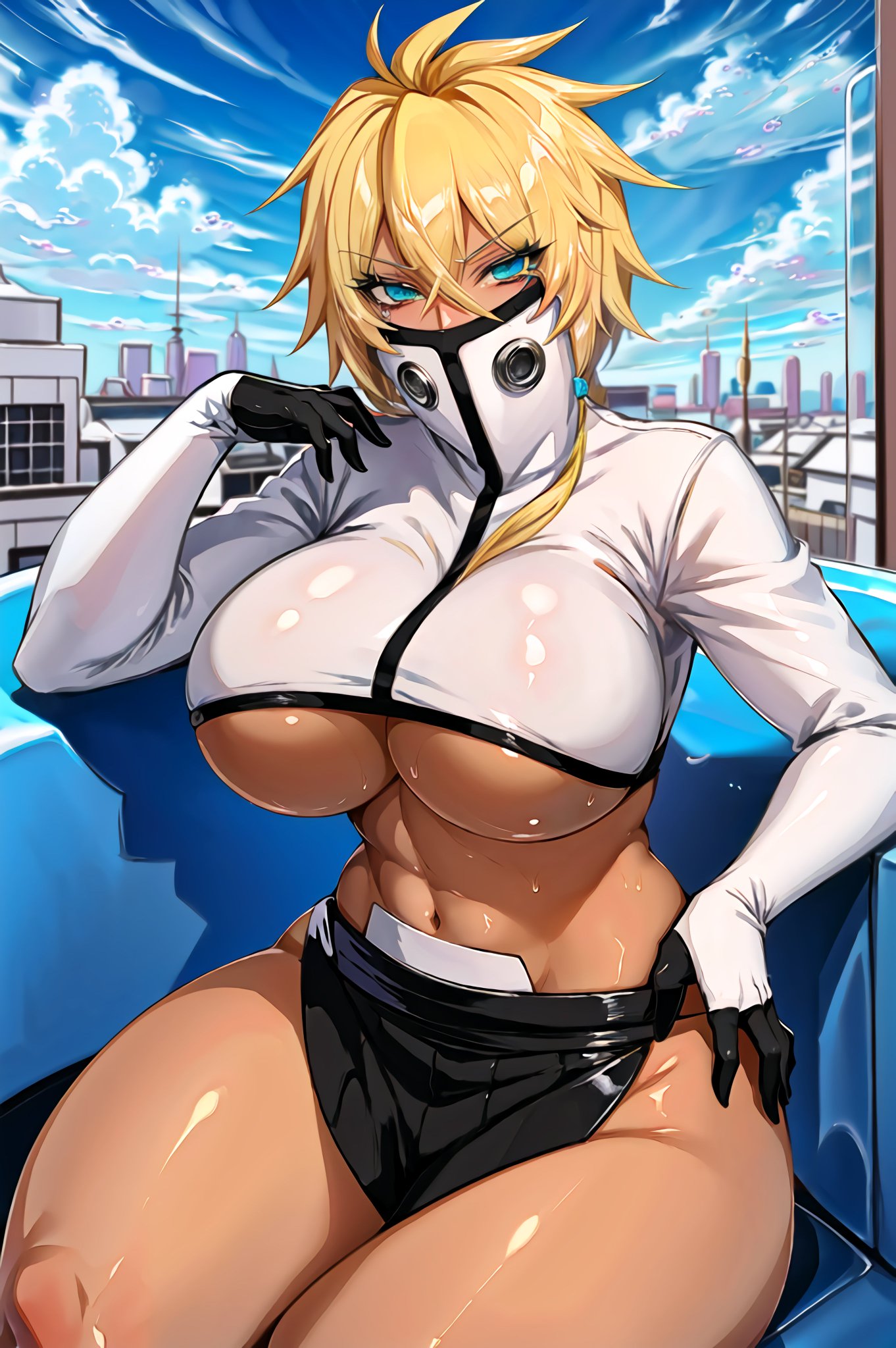 1girls, ai generated, bleach, breasts, curvaceous, curvy female, female, female focus, female only, hi res, huge breasts, looking at viewer, stable diffusion, tia harribel, voluptuous, voluptuous female, yellow hair