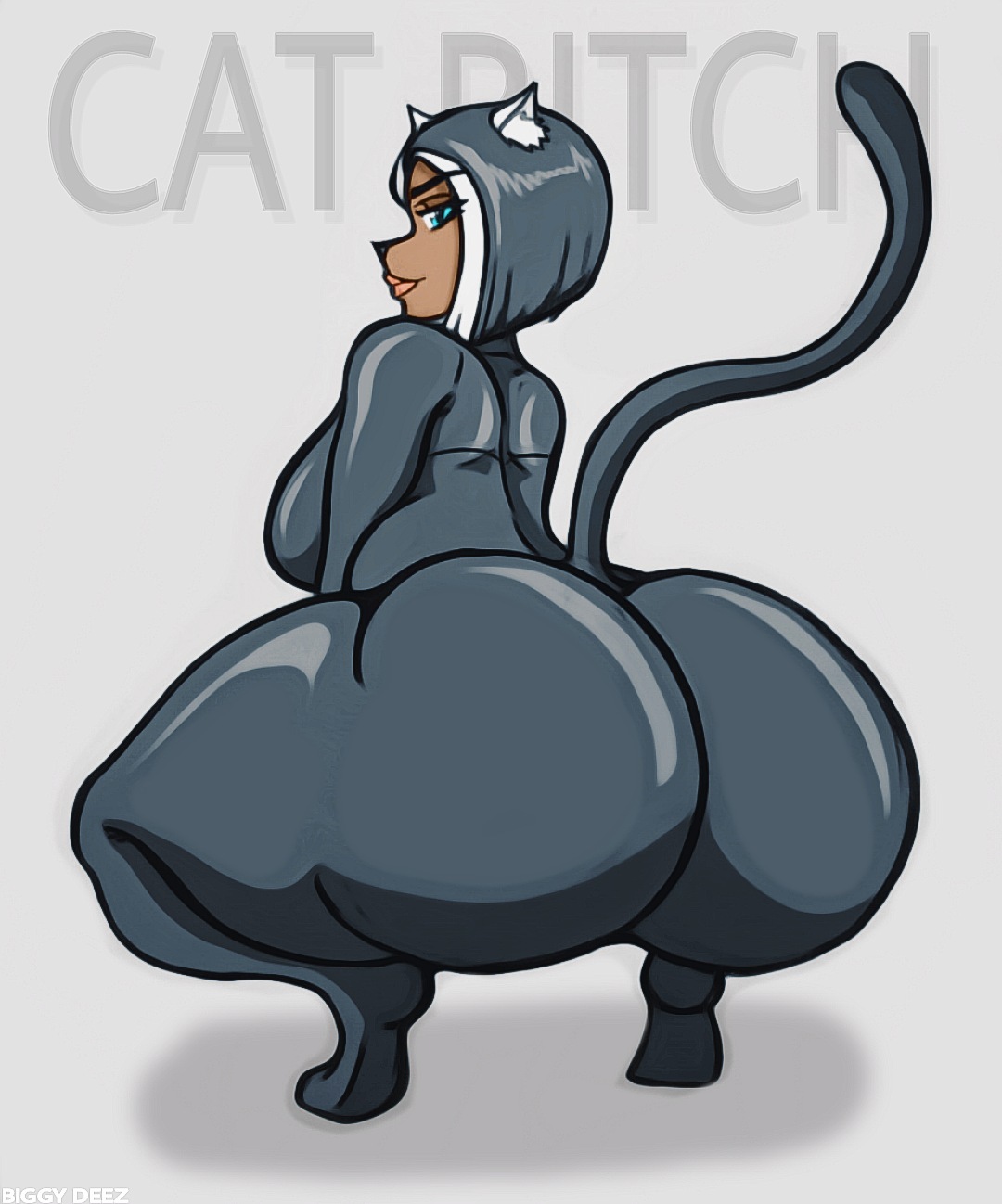 1girls, ass, big ass, big butt, biggy deez, bubble ass, bubble butt, catsuit, dark skin, dark-skinned female, dog nigga, dog ningen, fat ass, fat butt, female, huge ass, huge butt, thick ass, thick thighs, trish (dog ningen)
