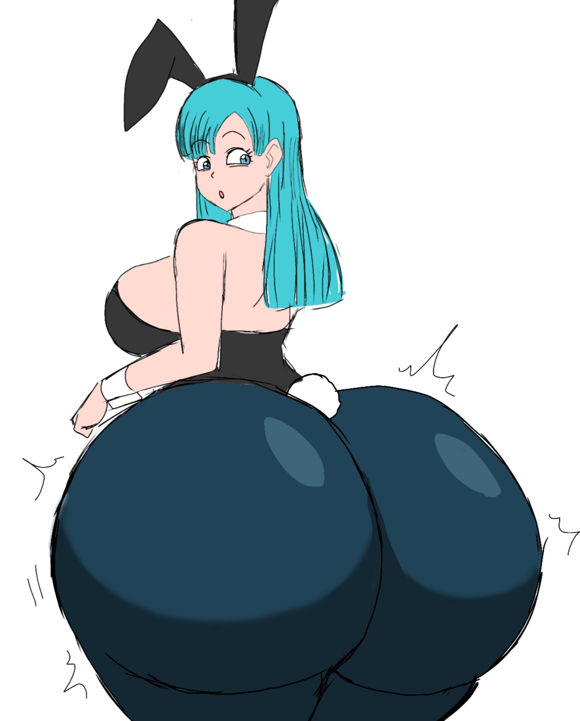 1girls, ass, ass expansion, back view, big ass, big butt, breasts, bubble ass, bubble butt, bulma, bulma (bunny), bulma (dragon ball), bulma briefs, bunny girl, bunnysuit, dragon ball, dragon ball (classic), dragonball, fat ass, fat butt, female, huge ass, huge butt, momiji (artist), teenage bulma, teenager, thick ass, thick thighs