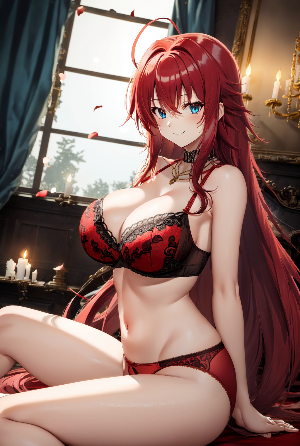 1girls, ai generated, breasts, curvaceous, curvy body, curvy female, female, female only, hi res, high school dxd, huge breasts, lingerie, long hair, red hair, rias gremory, solo female, solo focus, stable diffusion, voluptuous, voluptuous female