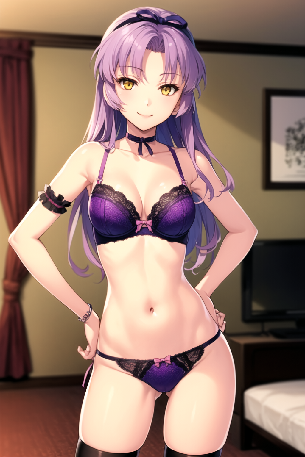 1girls ai_generated beach bedroom belly belly_button breasts cleavage eiyuu_densetsu long_hair looking_at_viewer purple_hair renne renne_(eiyuu_densetsu) renne_bright sen_no_kiseki sky smile smiling smiling_at_viewer stomach string_bikini string_panties thigh_highs tights trails_of_cold_steel umiaiart underwear yellow_eyes