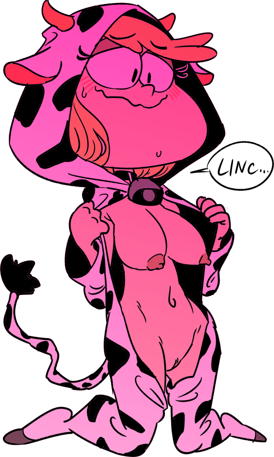 bell big_breasts blush_lines breasts cow_bell cow_onesie cow_print drawfag drawthread_request english_text female functionally_nude leni_loud milkers name_drop navel nickelodeon nipples onesie practically_nude pussy smile squiggle_mouth text text_bubble the_loud_house transparent_background