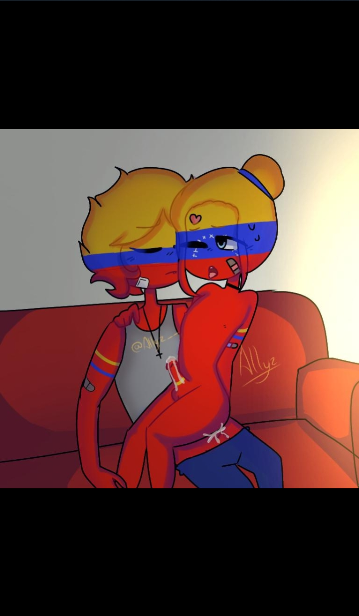 2boys anal anal_sex colombia_(countryhumans) countryhumans cum cum_inside erection femboy male/male maledom open_mouth penis sex venezuela_(countryhumans) yaoi yellow_hair