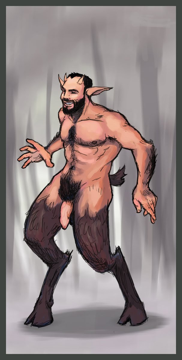 1boy balls ballsack barely_visible_balls beard black_hair body_fur body_hair brown_fur chest_hair facial_hair flaccid flaccid_penis foreskin furry_balls goat_legs half-human hooves horns humanoid intact long_foreskin male male_nipples male_only male_pubic_hair muscular muscular_male mustache nickie_charles nude_male penis pointy_ears satyr scrotum solo standing tail testicles uncut unretracted_foreskin veiny_penis