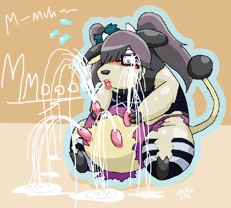 anthro blush bovine brown_hair clothes_ripping cow_girl expansion glasses horn lactation lipstick milk_puddle milk_squirt milking miltank mooing pink_lipstick pokemon pokemon_(species) puddle ripped_clothing self_milking sera-fuku tail transformation twintails udder_growth udder_lactation udders uncontrolled_lactation uncontrolled_orgasm yellow_background