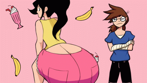 animated, ass, ass cleavage, ass crack, butt crack, lucy fuchs, pink shorts, twerking