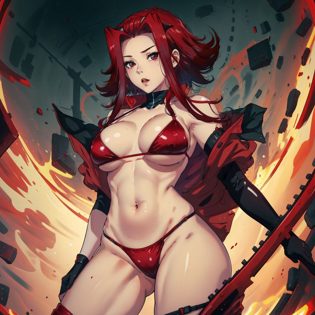 ai generated, akiza izinski, breasts, curvy female, curvy figure, female, female focus, female only, huge breasts, izayoi aki, looking at viewer, solo female, stable diffusion, voluptuous, voluptuous female, yu-gi-oh!, yu-gi-oh! 5d's