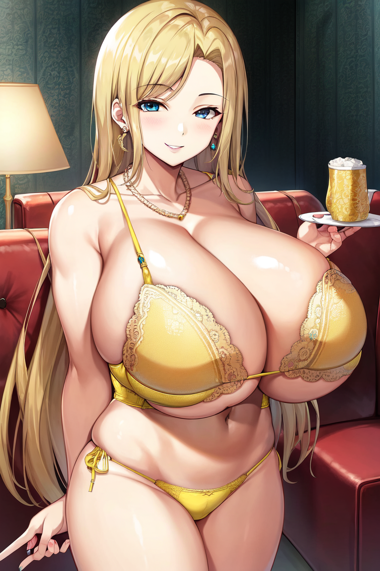 1girls ai_generated big_breasts big_thighs blonde_hair blue_eyes breasts busty chubby curvy female giant_breasts gigantic_breasts holaraai huge_breasts huge_thighs large_breasts lingerie long_hair looking_at_viewer massive_breasts mature_female milf original original_character shenqi_hutao thick_thighs thighs voluptuous yellow_lingerie