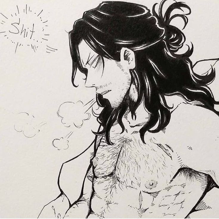 1boy aizawa_shouta artist_request black_hair chest_hair eraserhead male male_chest male_nipples male_only mature_male my_hero_academia shouta_aizawa text x