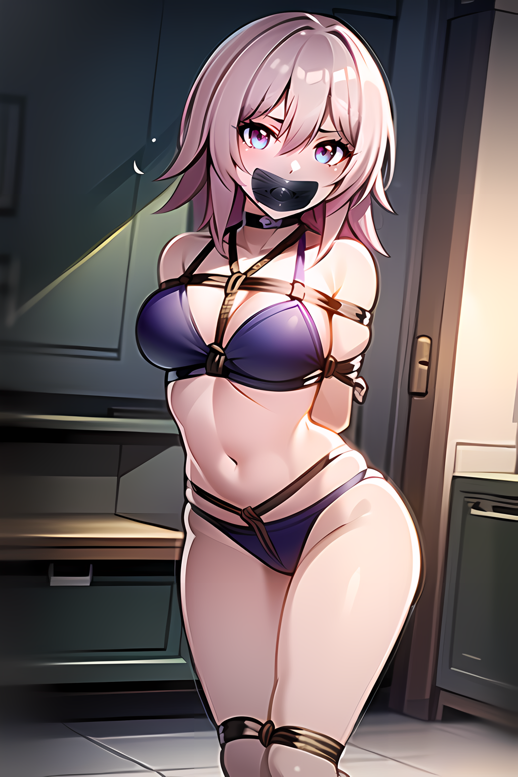 ai_generated bikini bondage bound crotch_rope gag gagged honkai:_star_rail honkai_(series) honkai_impact hoyoverse march_7th_(honkai:_star_rail) mihoyo pink_hair train train_interior