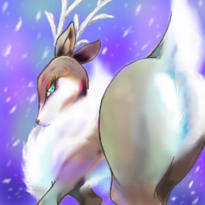 brown_fur deer eyelashes kojikona muzzle pokemon presenting presenting_hindquarters sawsbuck tagme unique_style white_fur winter_sawsbuck yellow_fur