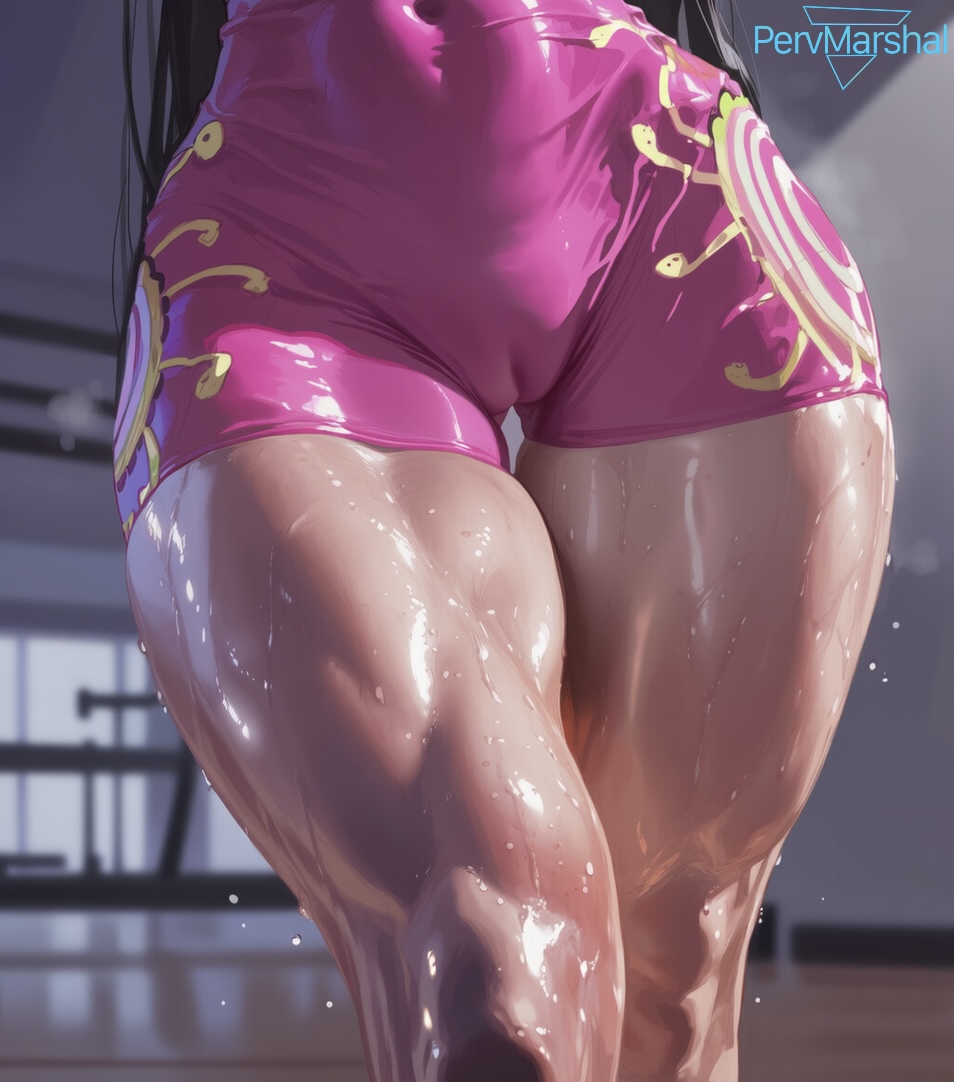1girls ai_generated boa_hancock cameltoe female female_only gym indoors lower_body marshalperv muscular one_piece pervmarshal pink_clothing shiny_skin solo_female spandex sweat thick_thighs
