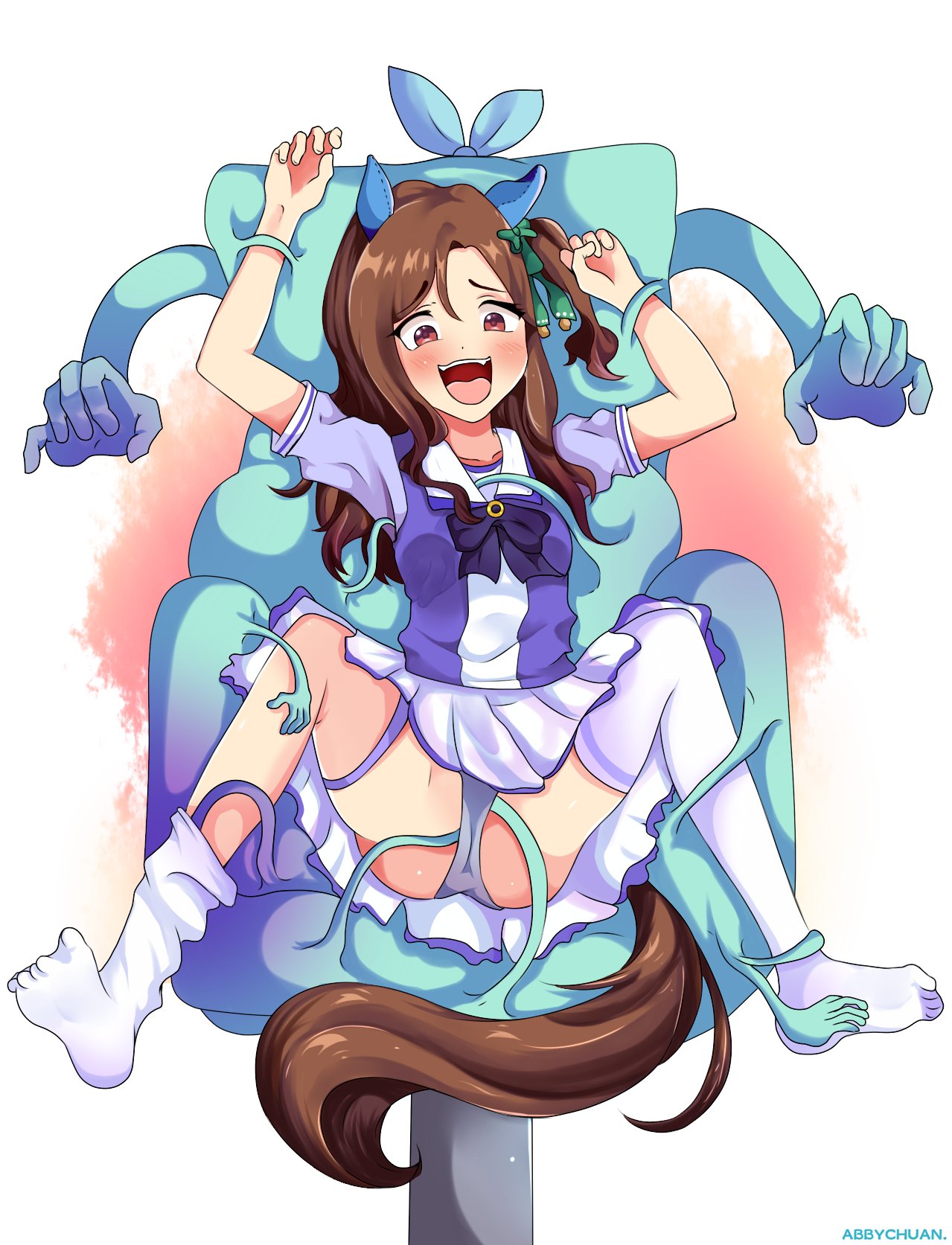 1girls bound chair_tied horse_girl king_halo_(umamusume) tickling umamusume