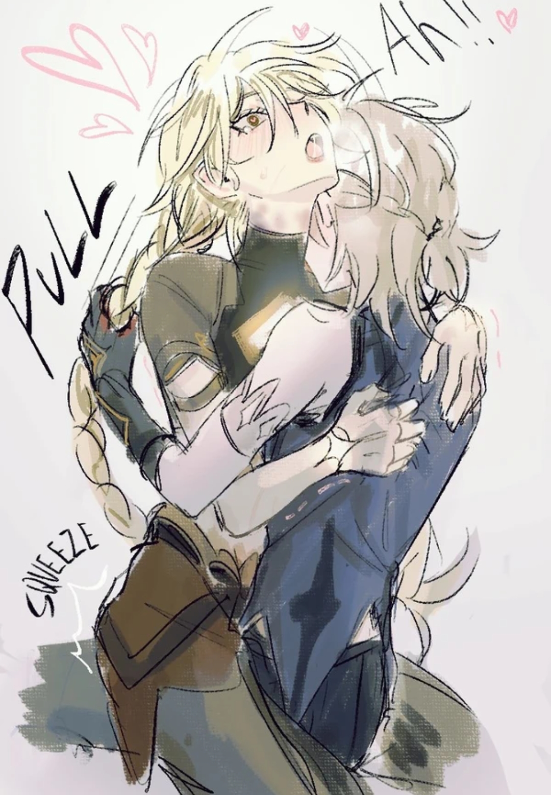 2boys, aether (genshin impact), albedo (genshin impact), anal, anal sex, blonde hair, blush, gay sex, genshin impact, heart, heart-shaped pupils, hugging, male, male focus, male only, male penetrating male, male/male, pleasure face, white background, white hair, yaoi