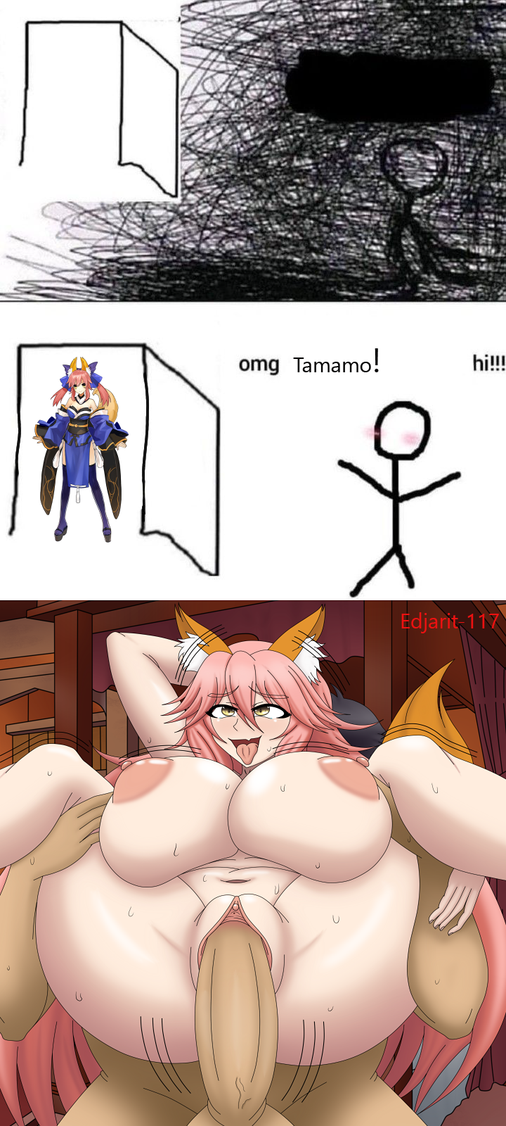 big_breasts edjarit-117 fate/grand_order fate_(series) fox fox_ears fox_girl fox_tail huge_breasts kitsune long_hair meme pink_hair tagme tamamo tamamo_no_mae_(fate) vaginal_penetration