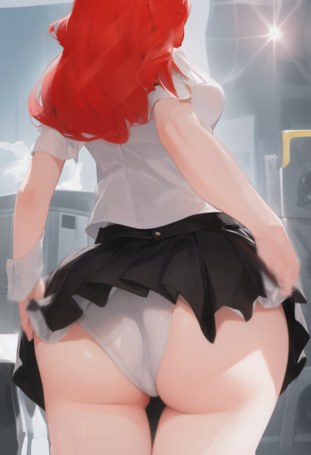 ass castle_of_nations cheeks dress_lift law_of_talos panties rachel_(law_of_talos) rachel_law_of_talos red_hair underwear