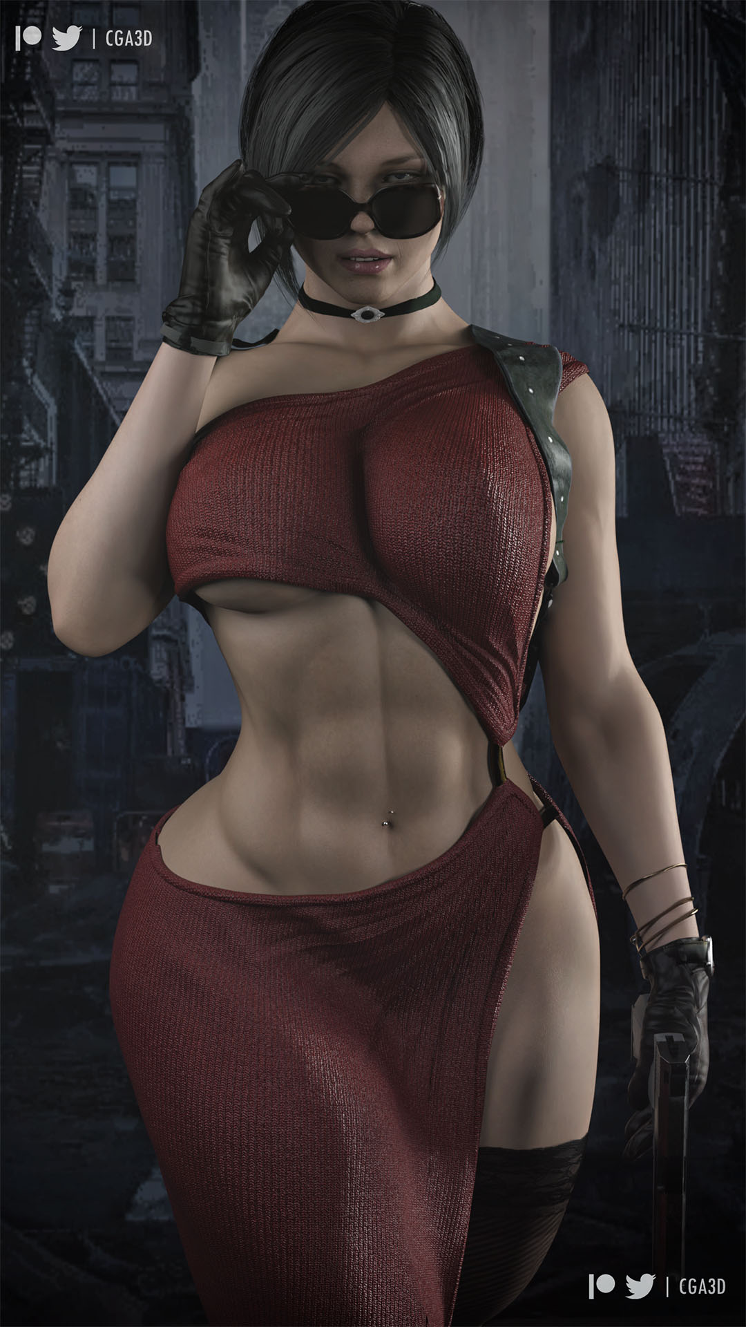 1girls, 3d, abs, ada wong (cosplay), adjusting eyewear, adjusting glasses, adjusting sunglasses, ass, belly button piercing, big ass, big breasts, black hair, bracelets, breasts, bubble butt, capcom, cassie cage, cga3d, choker, clothed, clothed female, clothes, clothing, cosplay, curvaceous, curvy female, curvy figure, dress, erotichris, female, female only, fusion, fusion character, huge breasts, looking over eyewear, looking over glasses, looking over sunglasses, mortal kombat, mortal kombat 11, navel piercing, netherrealm studios, pierced belly button, pierced navel, resident evil, resident evil 4, resident evil 4 remake, short hair, solo, sunglasses, thick ass, thick thighs, tight clothing, tinted eyewear, toned, toned legs, voluptuous, voluptuous female, wide hips