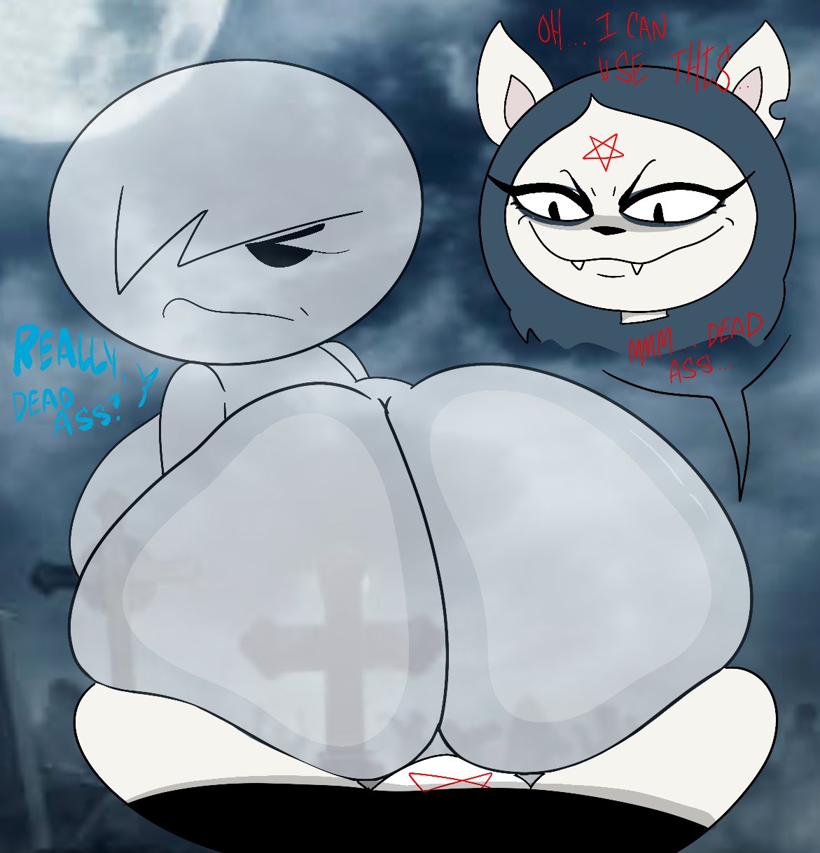 2girls, ass, big ass, big breasts, big butt, black hair, bow, breasts, carrie krueger, cartoon hangover, cartoon network, cartoon network development studio europe, cat ears, claire (the summoning), dialogue, domestic cat, eyebrows, eyelashes, fangs, fat ass, felid, feline, female, female only, frederator studios, ghost, goth, goth girl, grey fur, hanna-barbera studios europe, large ass, large breasts, looking back, multiple females, multiple girls, panties, sideboob, sony pictures animation, studio soi, text, the amazing world of gumball, the summoning, theslashfive, thick thighs, thighs