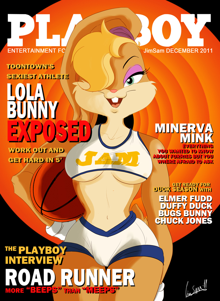 1girls 2011 anthro anthro_only artist_signature basketball black_eyelashes blonde_hair blue_eyes breasts bunny_ears bunny_girl camel_toe clothed clothing crop_top date english_text female front_view furry green_eyes hair hair_over_eye holding_basketball jimsam lagomorph leporid lola_bunny looking_at_viewer looney_tunes magazine magazine_cover mammal navel open_mouth playboy playboy_magazine playboy_magazine_cover ponytail purple_eyeshadow purple_headband red_text shirt signature small_breasts solo space_jam teeth text text_on_clothing text_on_shirt text_on_topwear tongue topwear underboob warner_brothers