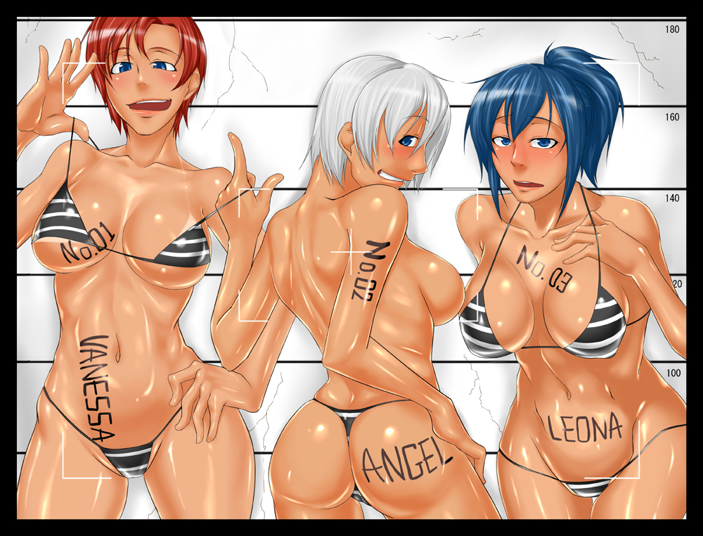 angel_(kof) blue_hair female female_only human king_of_fighters leona_heidern multiple_females multiple_girls orita_(artist) orita_(knightfever) snk vanessa_(kof)