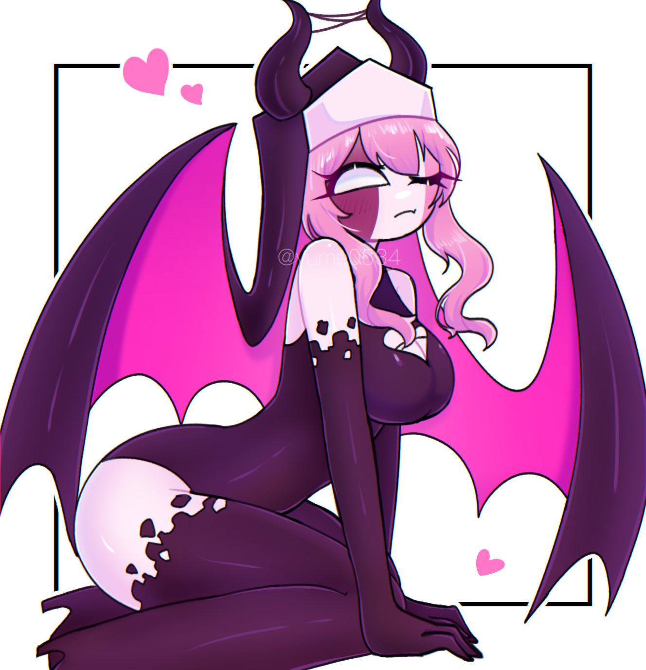 breasts, female, friday night funkin, horns, pink hair, sarvente (dokki.doodlez), tagme, yume0534