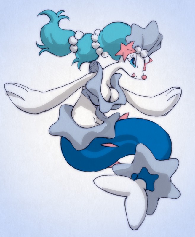 1girls 2016 anthro anthro_only big_breasts blue_eyes blue_hair breasts female female_only melonleaf navel pokémon_(species) pokemon pokemon_(species) pokemon_sm primarina simple_background white_body