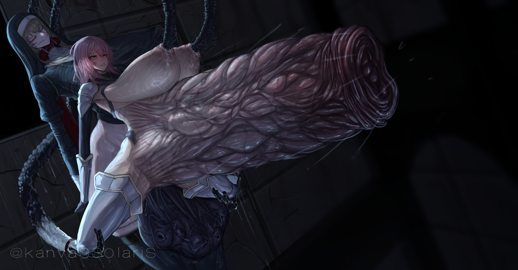 1futa, 1girls, areolae, balls, big balls, big breasts, big penis, bottomless, breasts, canvassolaris, church, clothed, clothing, duo, female, futa on female, futanari, huge balls, huge breasts, huge cock, human, humanoid, hyper, hyper penis, impossible fit, intersex, large balls, large breasts, large penis, light skin, light-skinned female, light-skinned futa, monster, monster girl, multi arm, multi genitalia, multi limb, multi penis, muscular, muscular female, nasty, nipples, nude, nun, partially clothed, penis, pussy, rape, restrained, slime, smegma, smell, smelly, standing, stomach bulge, sweat, sweating, triphallia, vaginal penetration, vaginal sex, vein, veiny penis, voluptuous