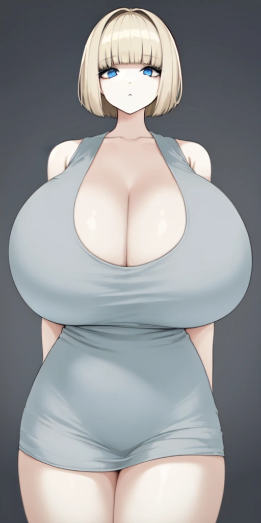 1girls ai_generated anything_diffusion bare_shoulders big_breasts blonde_hair blue_eyes blunt_bangs breasts cleavage clothed clothes clothing dress female female_only fully_clothed hips huge_breasts human human_only ilya_efimov large_breasts short_hair simple_background solo solo_female stable_diffusion thick thick_thighs thighs top_heavy wide_hips