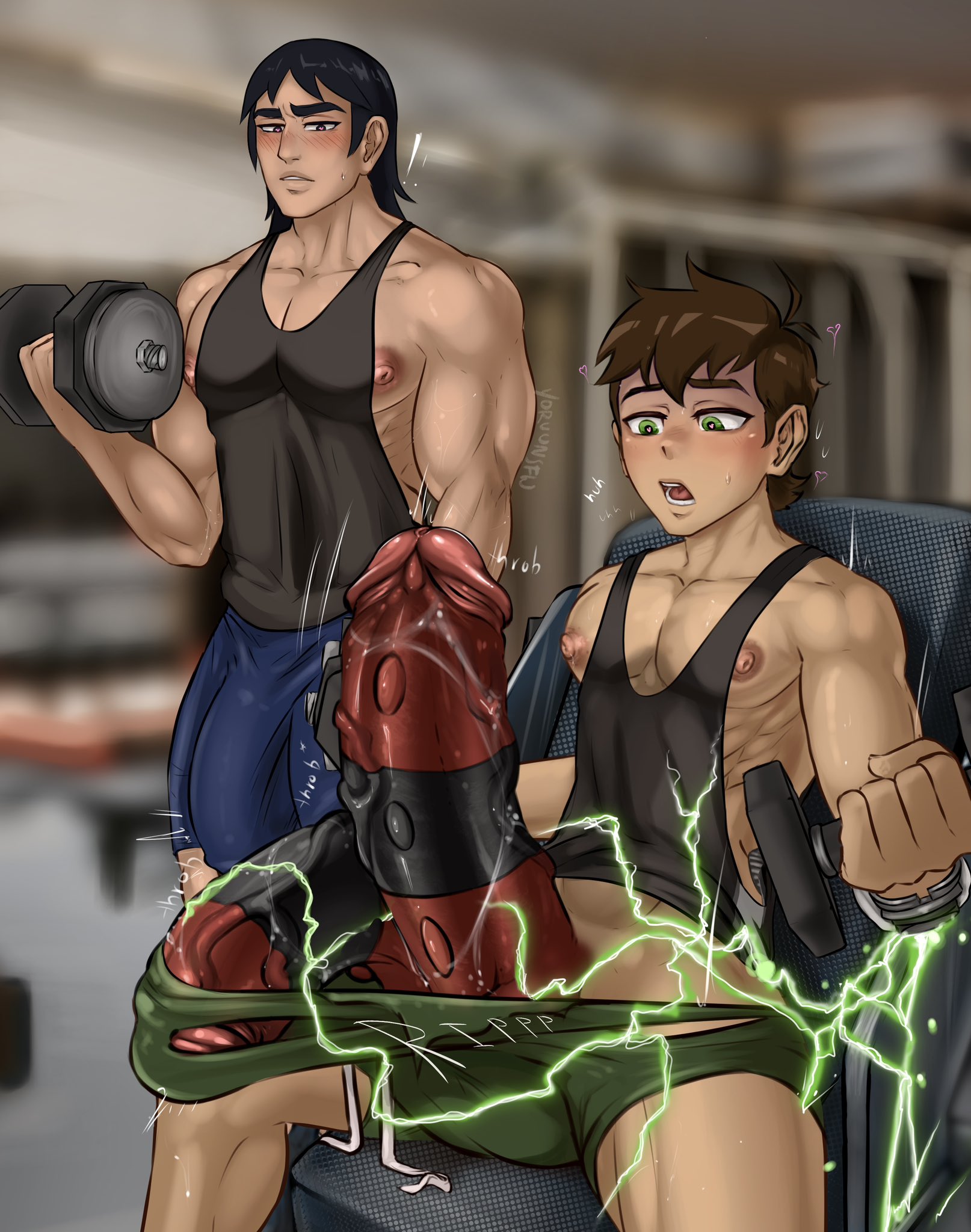 2 penises, 2boys, alien penis, ben 10, ben 10 (classic), ben 10 alien force, ben tennyson, biceps, big bulge, big cock, big penis, boner, bulge, bulging biceps, cartoon network, diphallia, diphallism, duo, duo focus, erect penis, erection, gym, hard on, horny male, huge bulge, huge cock, huge penis, kevin levin, lifting weights, male, male focus, male only, malfunction, multi genitalia, multi penis, muscles, muscular, muscular male, pecs, penis, surprised, teenage male, transformation, working out, yoruunsfw