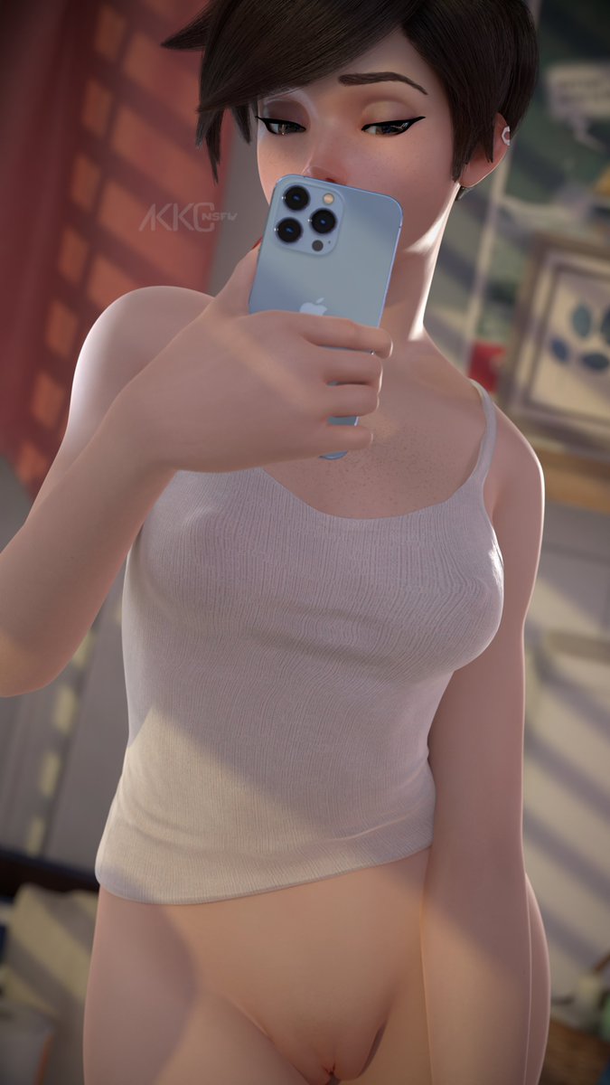 1girls 3d 9:16 akkonsfw bathroom bottomless breasts female female_only freckles goggles mirror_selfie nipples nipples_visible_through_clothing overwatch phone pussy self_upload selfie shirt small_breasts solo tagme tank_top tracer