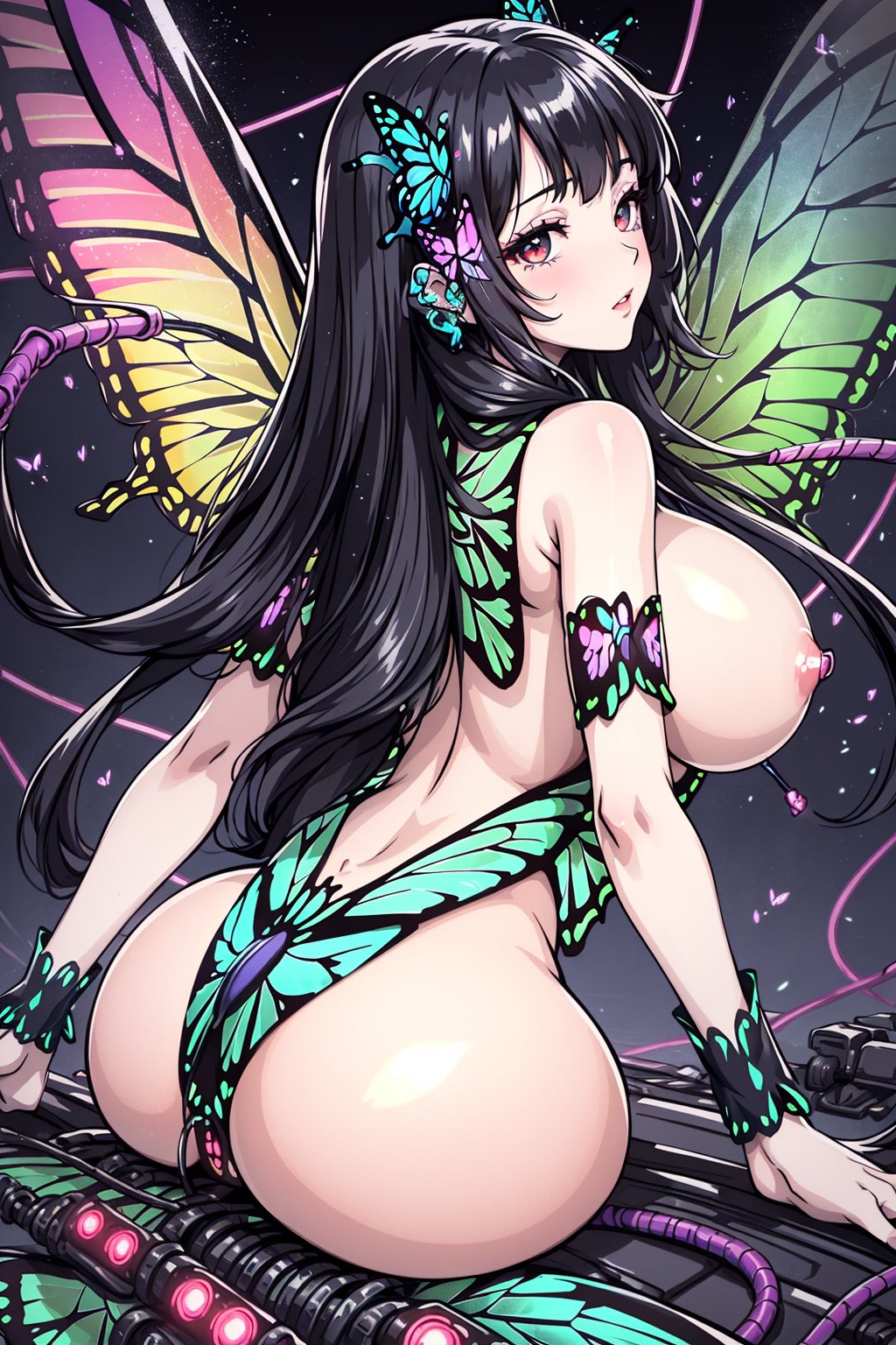 1girls ai_generated bubble_butt butterfly butterfly_wings curvy_female curvy_figure erect_nipples female_focus female_only hi_res huge_breasts nipple_bulge pink_nipples seductive_look stable_diffusion voluptuous voluptuous_female