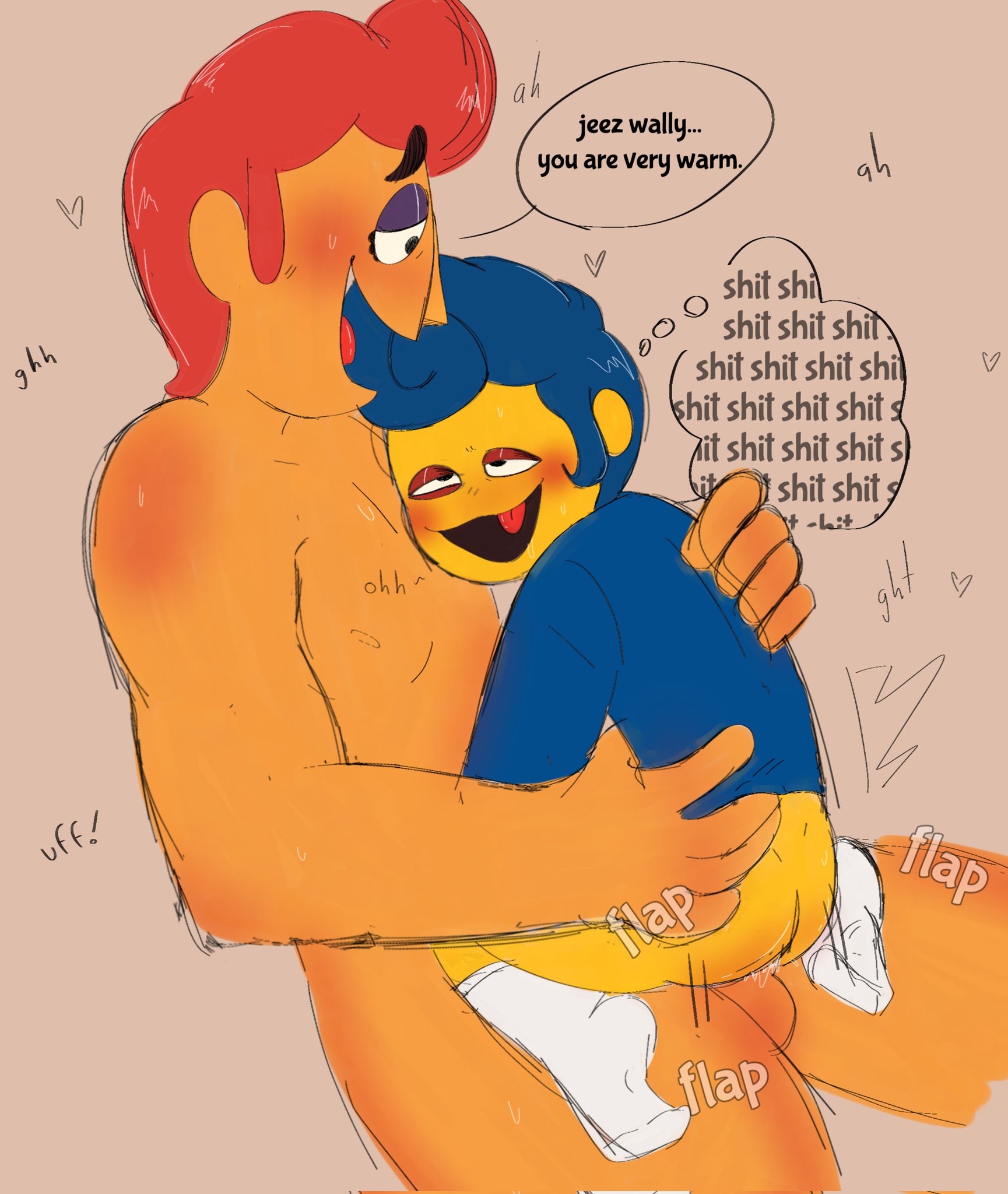 anal sex, eddie dear (welcome home), male, male only, male/male, mind break, size difference, wally darling (welcome home), welcome home (puppet show), yaoi