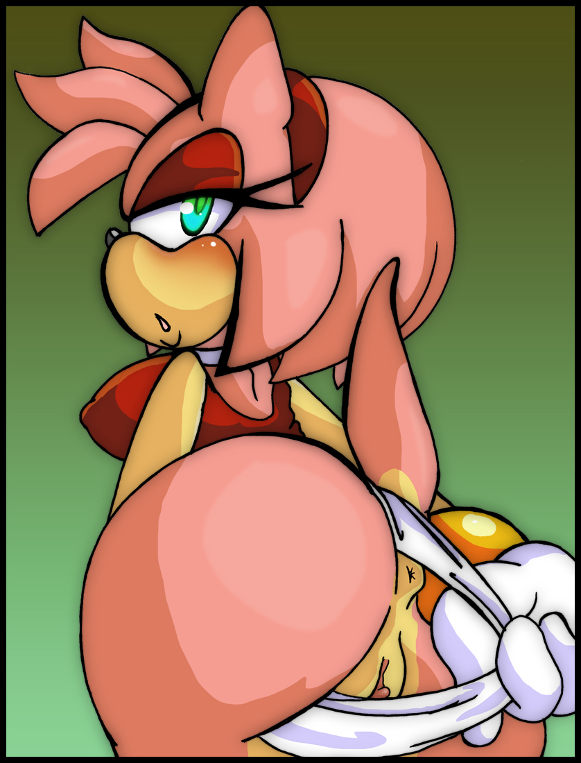 amy_rose anthro anus ass auntymoira back_view blush clothes color female female_only fur furry hedgehog purity solo sonic_(series) tagme vulva