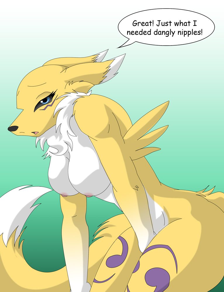 anthro color digimon female female_only fur furry masturbation nude renamon side_view solo tagme yiffmasters