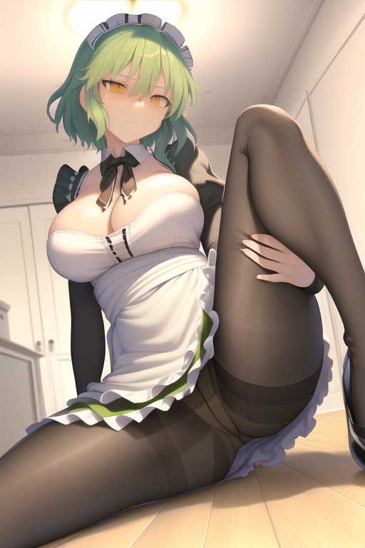 ai_generated french_maid hikage_(senran_kagura) maid pantyhose senran_kagura senran_kagura_(series) spread_legs