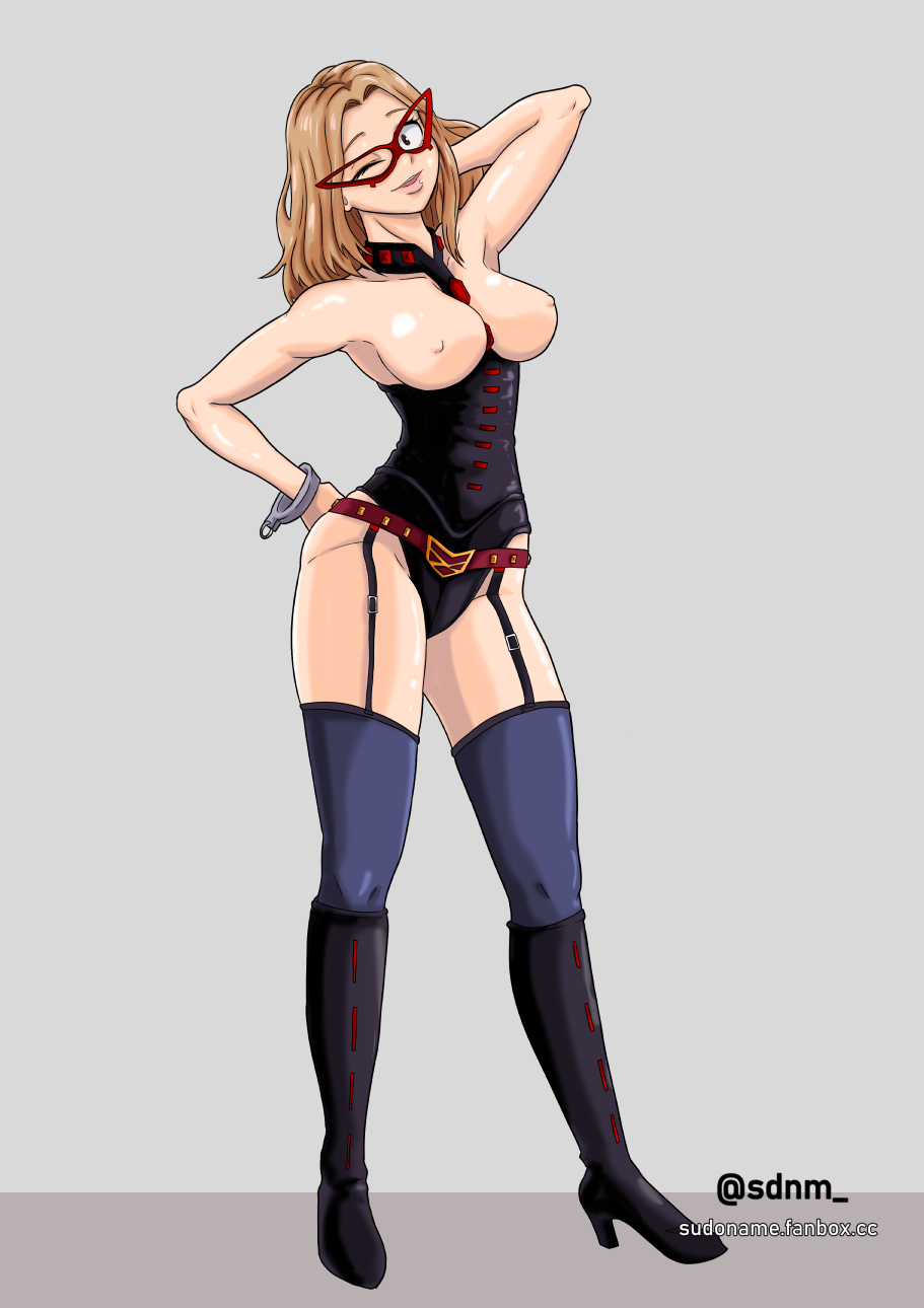 boots camie_utsushimi female midnight_(my_hero_academia)_(cosplay) my_hero_academia nipples sudoname utsushimi_camie