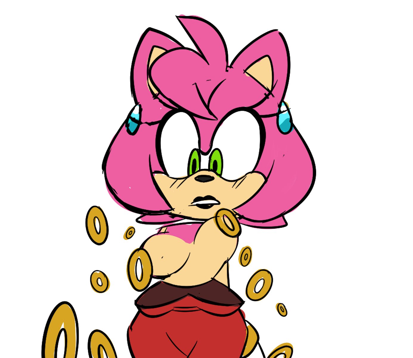 1girls amy_rose anthro clothing_malfunction dress earrings evening_gown furry losing_rings monamania rings sega sonic_(series) sweetdandy