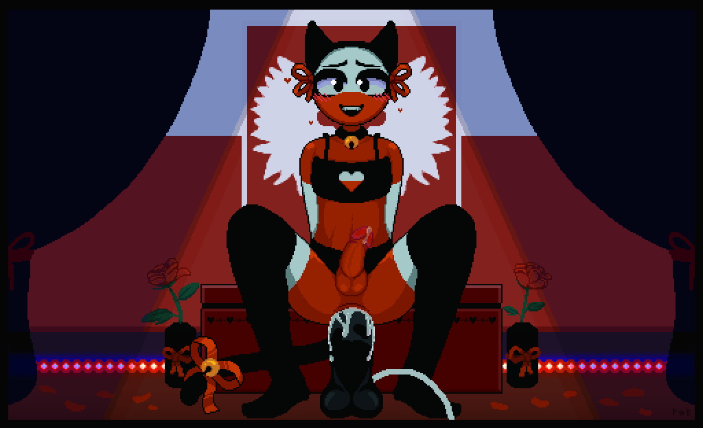 1boy aliasing anal cat_ears cat_tail clothed clothing countryhumans dildo femboy lingerie male male_only masturbation mostly_clothed perse_*_blyat pixel_art poland_(countryhumans) sex_toy squatting thighhighs