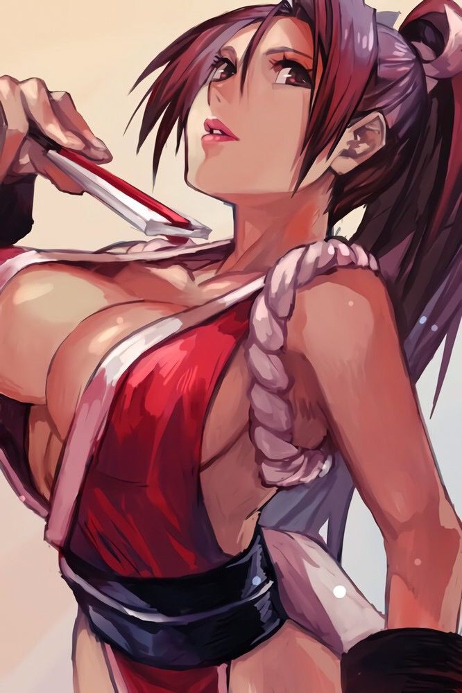 1girls breasts brown_eyes brown_hair click_burgundy fatal_fury female hungry_clicker king_of_fighters light-skinned_female lips looking_up mai_shiranui ninja no_bra