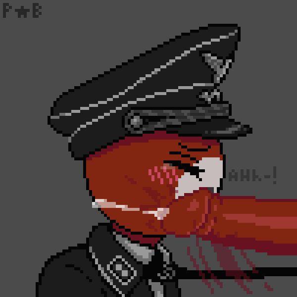 bifle blowjob blush closed_eyes cock countryhumans cum dubious_consent hat leash military_uniform moaning motion_lines nazi nazi_germany_(countryhumans) penis_on_face perse_*_blyat pixel_art porn red_penis red_skin side_view soldier soviet_union_(countryhumans) unifrom upper_body