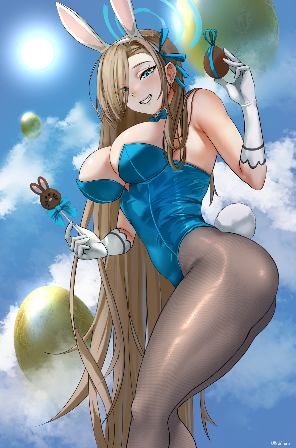 1girls asuna_(blue_archive) asuna_(bunny)_(blue_archive) asuna_(bunny_girl)_(blue_archive) blue_archive blue_eyes bunny_ears bunnysuit halo long_hair ultrabinou