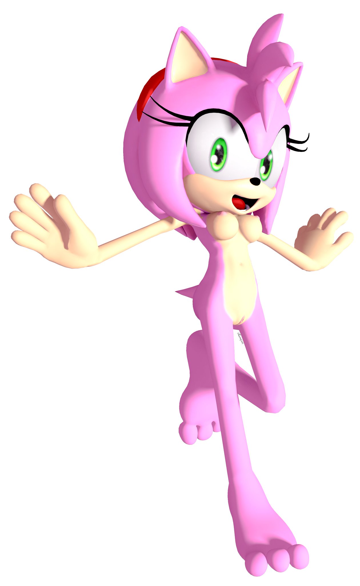 1girls 3d 3d_(artwork) amy_rose anthro barefoot big_breasts breasts feet furry green_eyes hedgehog hedgehog_humanoid navel nipples nude pussy rarequinez sega simple_background sonic_(series) sonic_the_hedgehog_(series) vagina white_background