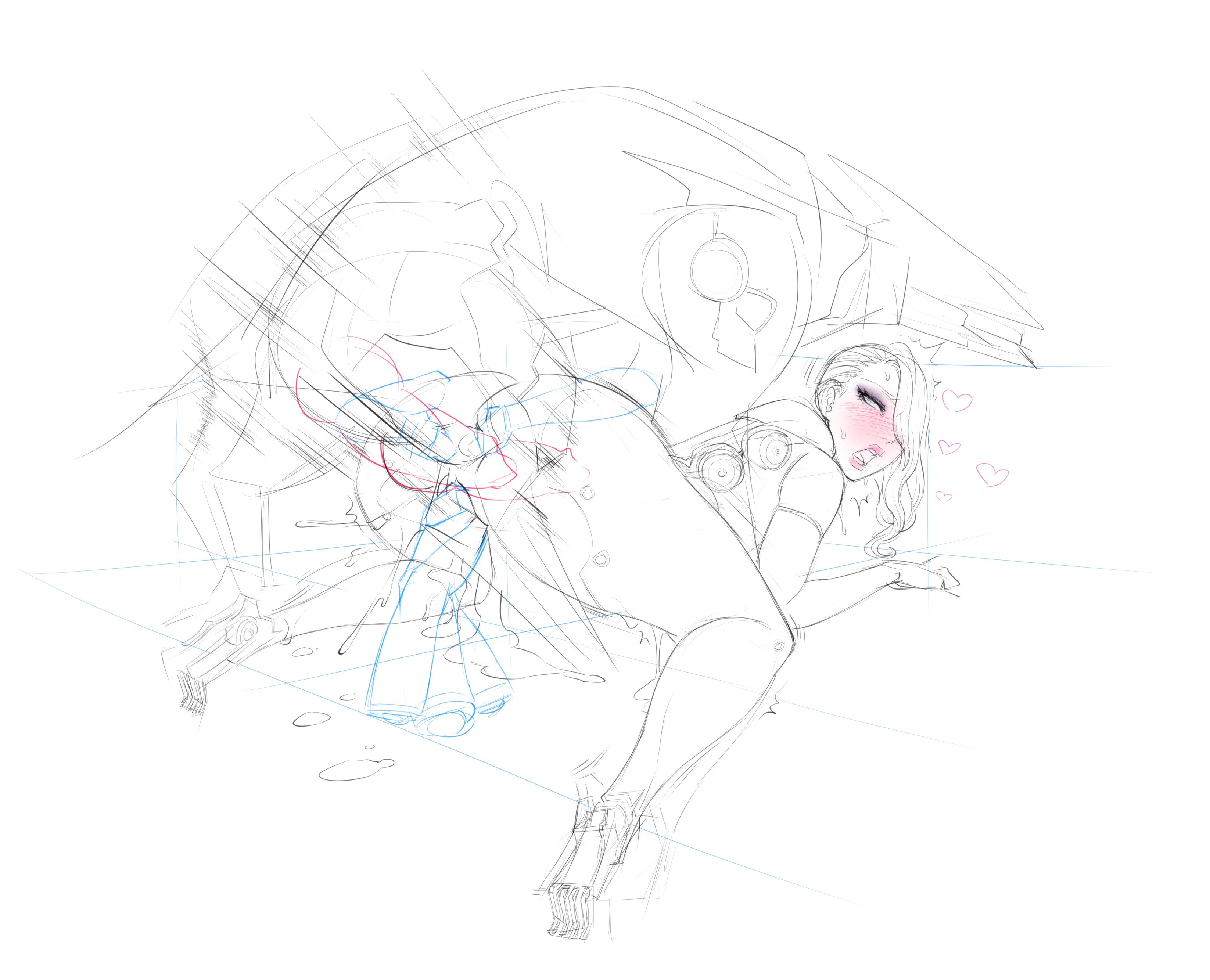 ahegao, anal, blade wolf, blush, cum drip, cyborg, doodle, female, hi res, horny, horny female, konami, legoman, metal gear, metal gear rising, metal gear rising: revengeance, mistral (metal gear rising), moan, moaning, monochrome, no color, pounding, sketch, zoophilia