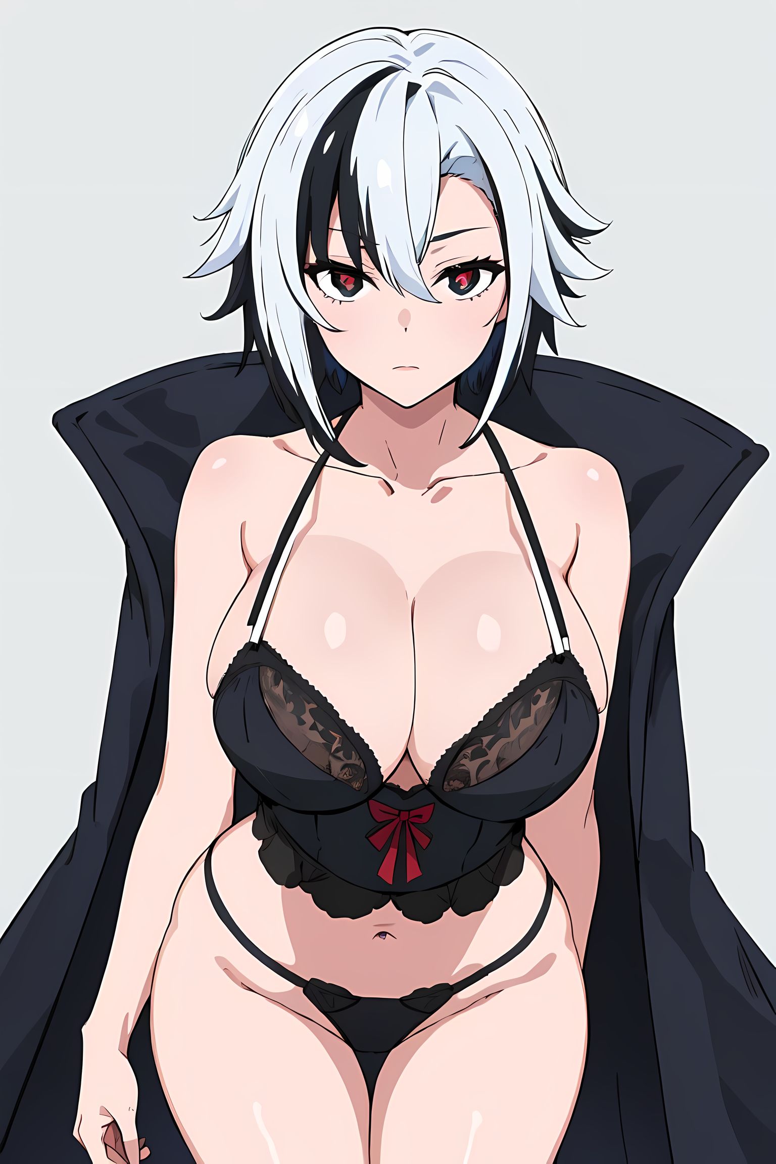 1girls, ai generated, arlecchino (genshin impact), big breasts, bra, breasts, curvaceous, curvy body, curvy female, female, female focus, female only, genshin impact, hi res, huge breasts, large breasts, lingerie, looking at viewer, panties, partially clothed, red eyes, short hair, solo female, solo focus, stable diffusion, tagme, visible underwear, wide hips